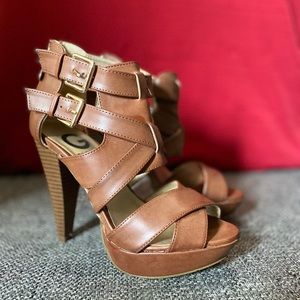 Guess Brown Strapped Heels